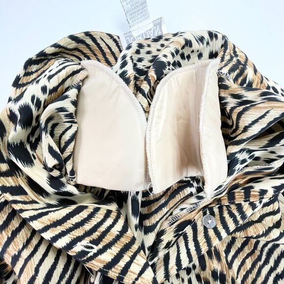 Jordan‎ Animal Print Blouse Womens Medium Mobwife Retro Safari Classic Roll Tab - Picture 8 of 8